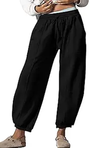 [Anoumcy] Leopard Pants Women Baggy Sweatpants Casual Fall Winter Cheetah Print Lounge Pants Trousers with Pockets