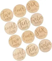 Vaguelly 12 Pcs Growth Card Labels Round Monthly Milestone Sign Monthly Milestone Cards Monthly Milestone Discs Monthly Milestone Marker Round Monthly Milestone Card Wooden