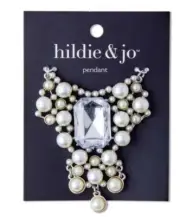2" Silver Pearl Pendant With Emerald Cut Crystal by hildie & jo