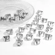 Nevenka 26Pcs Gold Bold Initial Letter Open Ring Adjustable for Party