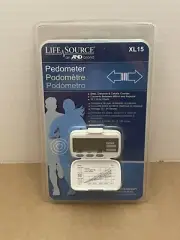 LifeSource XL-15 Digital Pedometer Step Distance Calorie Counter Clock 12/24 New