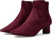 Draper James Bethany Boots Women 7.5 Bordo Suede Block Heel Ankle Bootie JOBB337