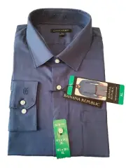 NWT Banana Republic Men's Non-Iron Dress Shirt Slim Fit Blue XL 18 1/2 x 36 1/2