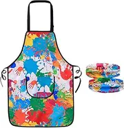 Children's Art Apron | Waterproof Artist Painting Aprons | Kids Art Apron - Waterproof Children Artist Painting Smocks with Pocket and 2 Sleeves, Kids Baking Aprons for Painting, Baking