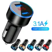 Dual USB Car Quick Charger Outlet LED Voltage Display Cigarette Lighter Adapter