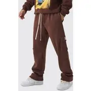 Mens Chocolate Straight Fit Woven Tab Basic Cargo Jogger