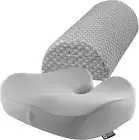 Half Moon Bolster Semi-Roll Pillow and Seat Cushion for Office Chair, Bundle
