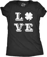 [Crazy Dog T-shirts] Womens LOVE Lucky Clover Saint Patricks Day Cute Irish St Patty Shamrock T Shirt