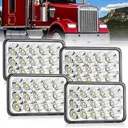 Nilight 4x6 Inch LED Headlights 45W Hi/Lo Sealed Beam Rectangular Headlight Replacement H4651 H4652 H4656 H4666 H6545 Compatible with Chevy Kenworth Peterbil Ford Freightliner Oldsmobile(Silver, 4PCS)