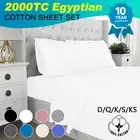 100% Egyptian Cotton Sheet Set Fitted Sheet Pillowcase Single Queen King Double