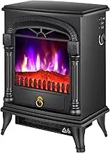 Electrical Fireplaace Heating Stove Electric Stove Heating Electric Stove with Wood Stove Flame Effect Safety Shutdown System Living Room Floor Standing 2 Heat Settings Outdoor Patio Heating,practic