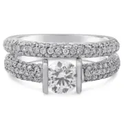 2.2CT PAVE ROUND TENSION DIAMOND ENGAGEMENT RING & BAND TR104
