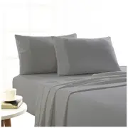Park Avenue King Bed Flannelette Fitted Sheet Set 175 GSM Egyptian Cotton Ash