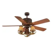 Lodge Ceiling Fan 52 in. Rustic Style Antler Kit LED Nutmeg Light Remote Control