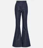 [Balmain] Balmain Flared Lurex® pinstripe jeans UK 18 blue