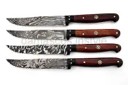 Set of 4 Damascus Steel Steak Knives set Handmade Steak Knife Kitchen Knife