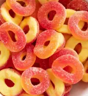 Sweet/Sour PEACH Rings Gummi Gummy Rings Candy- (1/2 POUND)