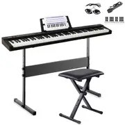 Maestro Beginner 88-Key Digital Piano Keyboard Package (Black) with Stand & Bench