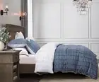 and White Duvet Cover Set, 100% Bedding, Chevron Geometric Pattern, with