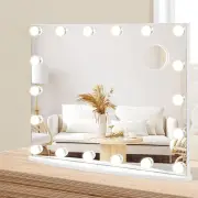 Costway65 cm Vanity Tabletop and Wall-Mounted Mirror with 18 Dimmable LED Bulbs