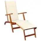 vidaXL Outdoor Deck Chair with Footrest and Cushion Solid Acacia Wood 2BB