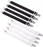 Adjustable Bed Sheet Holders Clips - 8PCS Sheet Straps Suspenders Band, Bed Corn