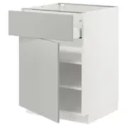 METOD / MAXIMERA base cabinet with drawer/door, white/Havstorp light grey, 60x60x80 cm