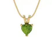 .5ct Heart Cut Natural Peridot Pendant Necklace 18" chain box 14k Yellow Gold