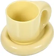Hohopeti Nordic Ceramic Coffee Cup and Saucer Set Pink Ceramic Coffee Mugs Latte Mug Espresso Cup Ceramic Mug Cute Ceramic Cup Milk Cup Tea Cup Coffee Cup with Saucer Ceramics The Dish Fine Ceramic