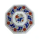 15" Marble Side Table Top Semi Precious Stones Inlay Work Art Handmade