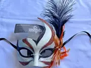 Venetian Side Bird Feather Mardi Gras Masqarae Women Brown / Black Eye Mask