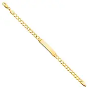 Real 14K Yellow Gold 6" Cuban Link Child Kid Baby Engraveable ID Bracelet