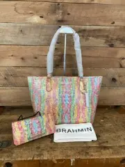 Brahmin Medium Asher Saltwater Taffy Melbourne Leather Tote & Ady Wallet---NWT