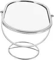Desktop Vanity Mirror Makeup Mirror Portable Vanity Mirrors Swivel Mirror Oval Shaped Mirror Mirrors for Bedroom Swivel Makeup Mirror Desk Mirror for Office Iron Silver
