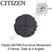 Genuine Citizen E870 Watch Movement Eco-Drive 3 Hands, Date at 4 Angled Solar