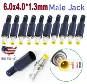 10 pcs 6.0x4.0mm*1.3mm*9.5mm Male DC Power Plug Socket Jack Connector Adapter