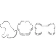 3Pcs Metal Cookie Cutter Paw Dog Puppy Bone Design Cookie Cutters