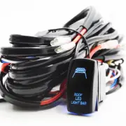 2 Lead Wiring Harness Fuse Relay Kit Roof Light Bar Blue Rocker Switch MAX 300W