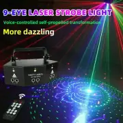 Remote 9EYE LED Laser Light DMX Scan Projector Strobe DJ Party Stage Light Lamp