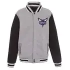 NBA Charlotte Hornets Reversible Full Snap Fleece Jacket JH Desig 2 Front Logos