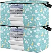 sanluoli 60L 2 Pack Organizer Under Bed with Reinforced Handles, clear window Bedding Organizer Storage For Closet