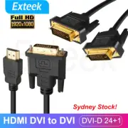 HDMI DVI to DVI Cable Male DVI-D 24+1 for LCD Monitor PC Projector DVD Cord Lead