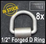 8x D Ring 1/2" Trailer Flatbed Truck Towing Tie Down Chain Cargo Weld On Strap