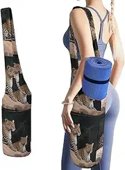 JKLQWH African Leopard on Rock Printed Yoga Mat Bag Long Tote with Pockets for Your Yoga Accessories Exercise Yoga Mat Carrier Holder Multi-Functional Storage Bag Holds Most Pilates Mats