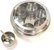 SHRIYA Stainless Steel round Masala Dabba Spice Container Box with 1 Spoon Cl...