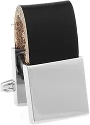 [Vcufflinks] Square Buckle Belt Chain Plain Glossy Black Metal Sticks Cufflinks