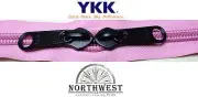 YKK Nylon Coil Zipper Tape # 10 Rose Pink 25 yards with 25 Black Zipper Sliders
