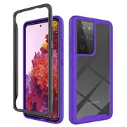 MCC Shockproof Bumper Case Samsung Galaxy S21 Ultra 5G Clear Back Cover [Purple]