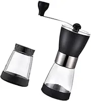 HAKIDZEL Manual Hand Crank Mill Glass for Beans Grains Portable for Home Office Noiseless Burr Easy Cleaning