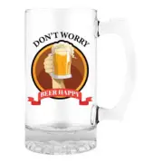 Landmark Beer Stein Don't Worry Beer Happy Drinking Glass
